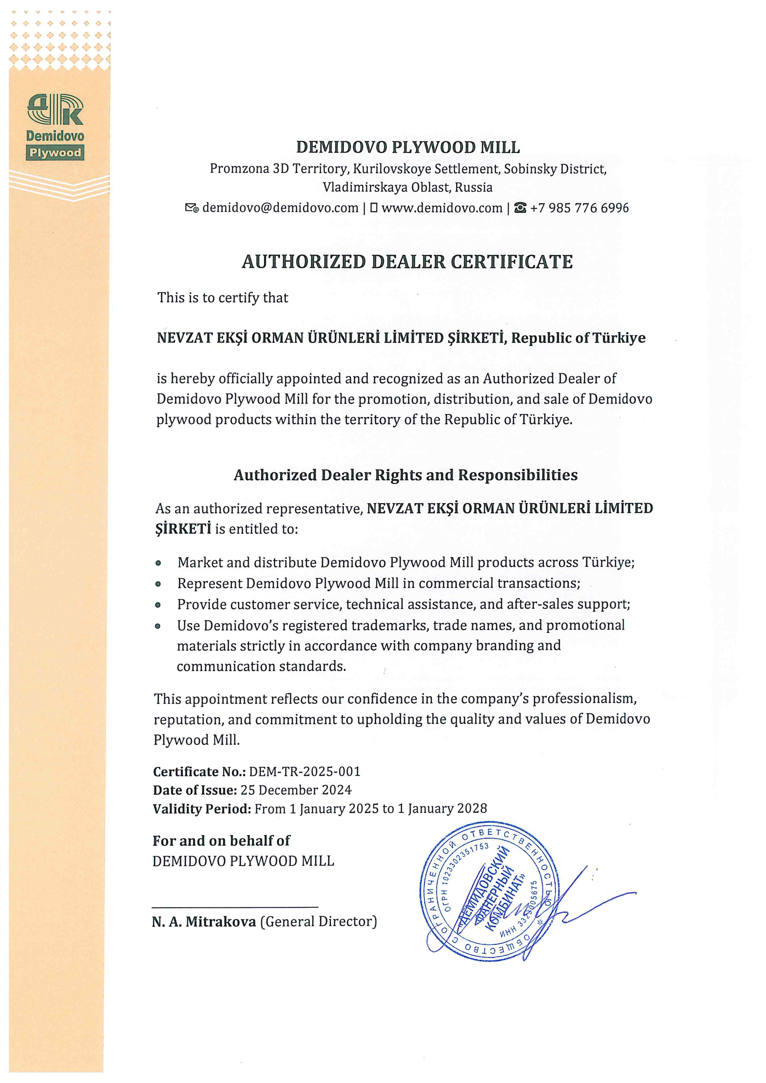 Demidovo Sertifikası